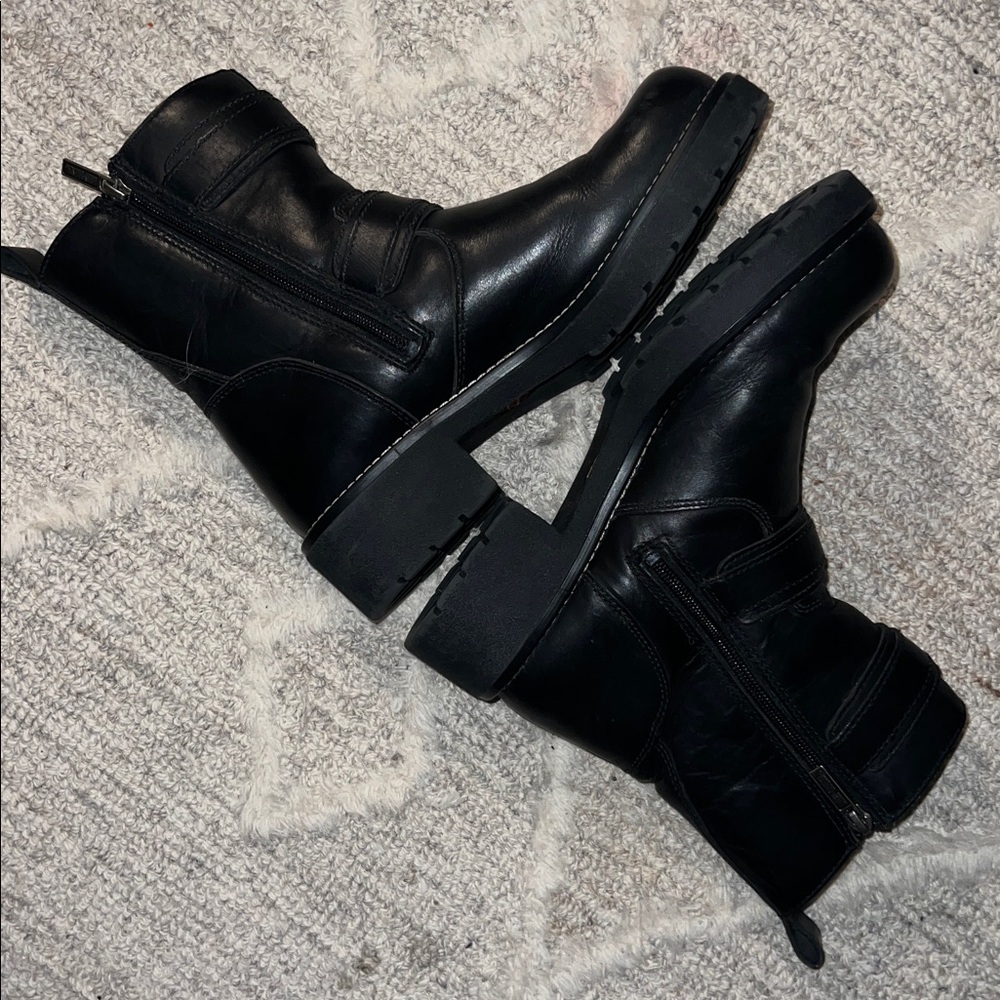 HARLEY-DAVIDSON 🏍️ 9” BLACK LEATHER MOTO BIKER MOTORCYCLE ZIP-UP RIDING BOOTS 10 - Picture 10 of 14
